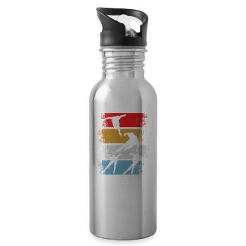 Speed Skating Retro - Water bottle with straw - silver - Right