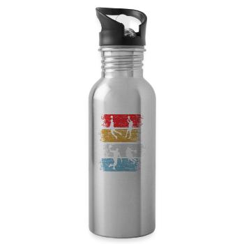 Basketball Retro Sport Geschenk - Trinkflasche mit integriertem Trinkhalm - Lightsilver - Rechts