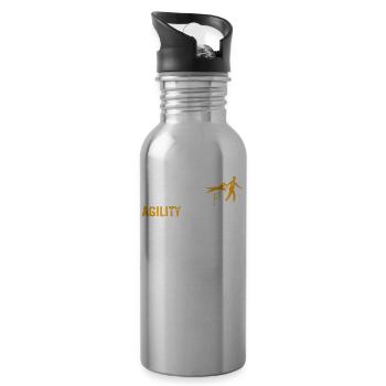 Agility Hund Sport Evolution Geschenk - Trinkflasche mit integriertem Trinkhalm - Lightsilver - Rechts