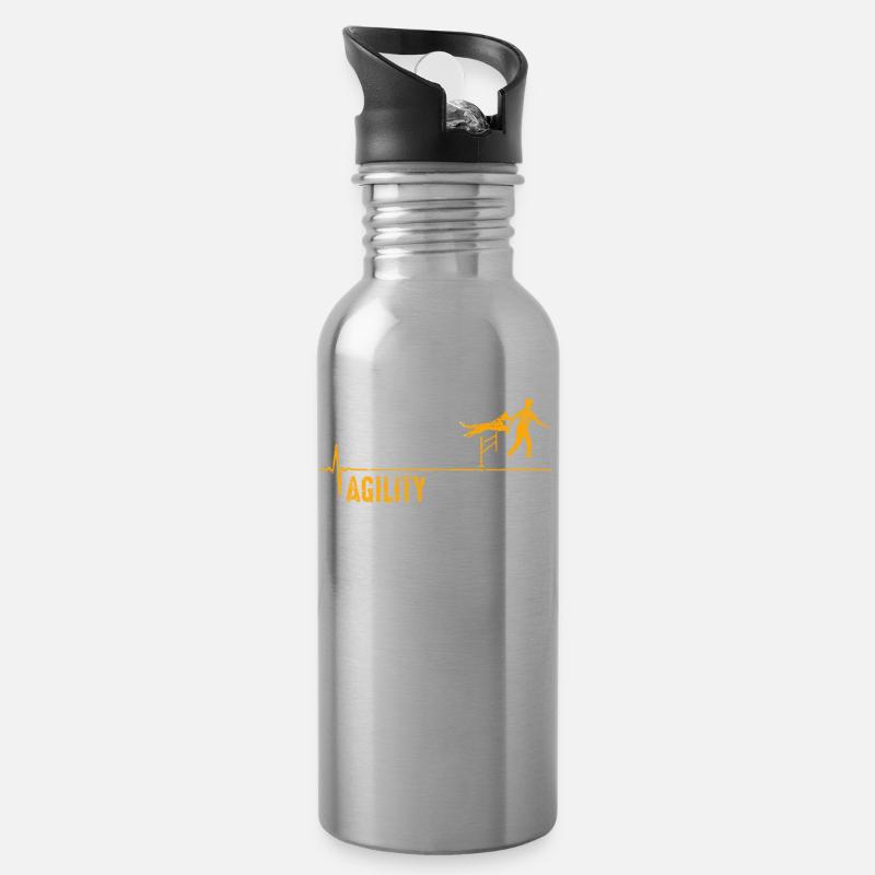 Naissance sport chien agilité - Gourde avec paille intégrée - argent clair