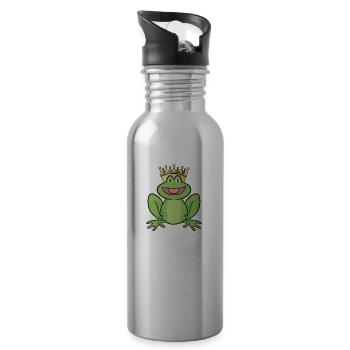 Dessin animé Prince Grenouille - Prince Frog - Gourde avec paille intégrée - argent clair - Droite