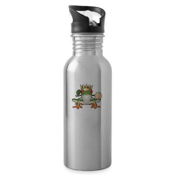 Süßer Froschkönig - Prinz Frosch Comic - Water bottle with straw - silver - Right