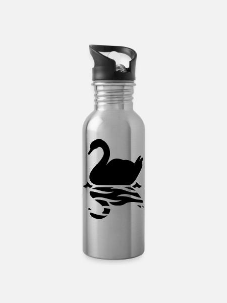 cygne - Gourde avec paille intégrée - argent clair