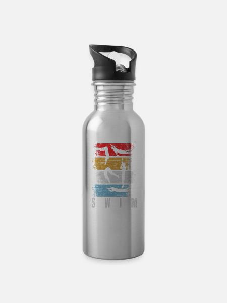 Swimming retro swimming instructor - Water bottle with straw - silver