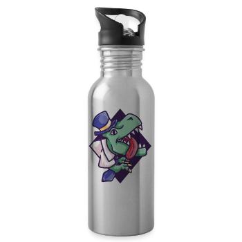 Bureau T-Rex dinosaures hipster travail cadeau - Gourde avec paille intégrée - argent clair - Droite
