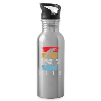 Diving Diving Retro - Water bottle with straw - silver - Right