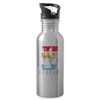 Voile rétro - Gourde avec paille intégrée - argent clair - Droite