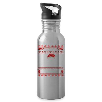 Rocker Weihnachten Totenkopf Metal - Trinkflasche mit integriertem Trinkhalm - Lightsilver - Rechts