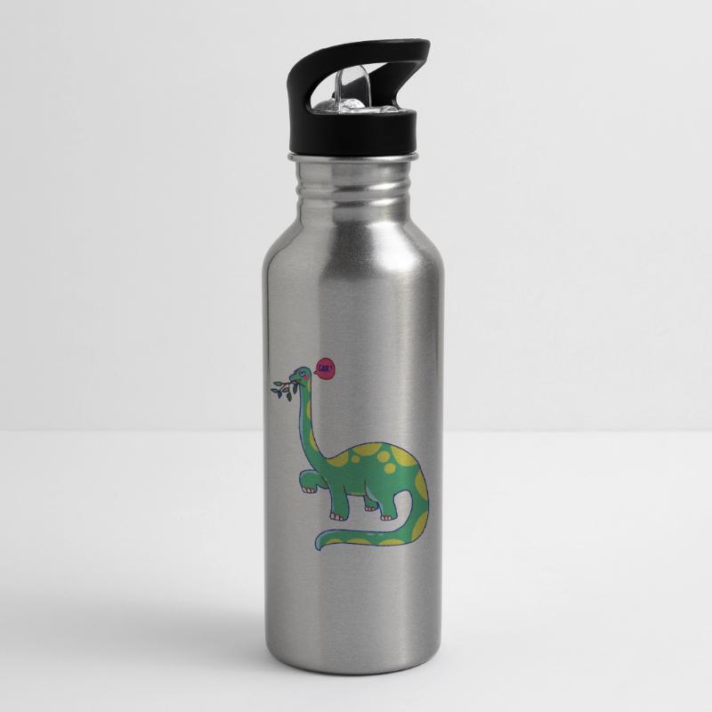 Dinosaurier hat schlechte Laune Trinkflasche mit integriertem Trinkhalm