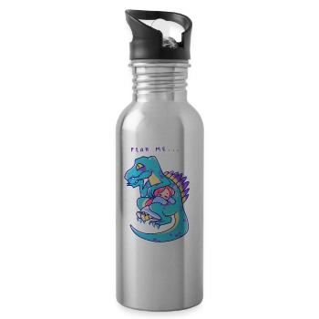 girl in love sleeps on a dinosaur - Water bottle with straw - silver - Right