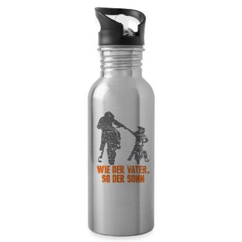 Motocross Vater Sohn Geschenk - Trinkflasche mit integriertem Trinkhalm - Lightsilver - Rechts