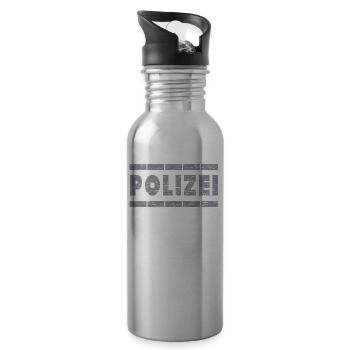 Polizei Beamter Kripo Ermittler Detektiv - Trinkflasche mit integriertem Trinkhalm - Lightsilver - Rechts