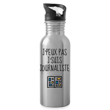 Journalist Journalism Journalismus Journaliste - Water bottle with straw - silver - Right