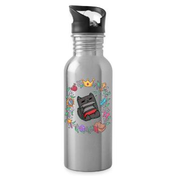 faule Katze chillen fairy tale - Trinkflasche mit integriertem Trinkhalm - Lightsilver - Rechts