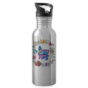 Meerjungfrau Mädchen Pool Wasser Nixe Geschenk - Trinkflasche mit integriertem Trinkhalm - Lightsilver - Rechts