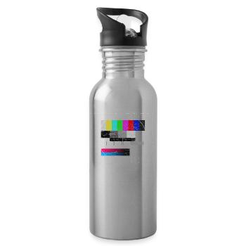 Test picture old school 70s television 80s retro motto - Water bottle with straw - silver - Right