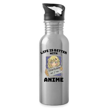 Cadeau de vie anime manga - Gourde avec paille intégrée - argent clair - Droite
