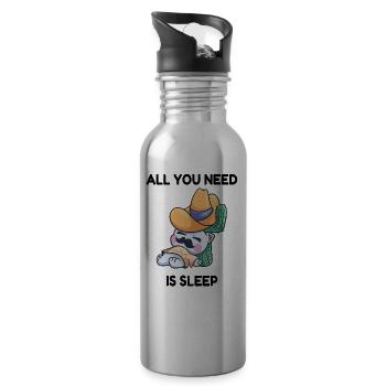 Cat siesta sleeping cactus - Water bottle with straw - silver - Right