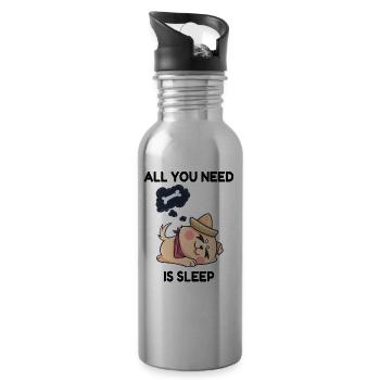 Dog dream bones sleep - Water bottle with straw - silver - Right