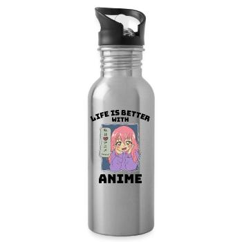 Cadeau de vie anime manga - Gourde avec paille intégrée - argent clair - Droite
