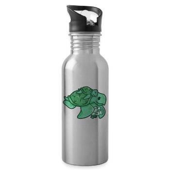 Cadeau enfants maman tortue bébé - Gourde avec paille intégrée - argent clair - Droite