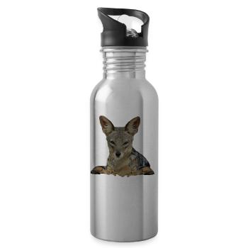 Jackal - Wildlife - Safari - Africa - Savannah - Water bottle with straw - silver - Right
