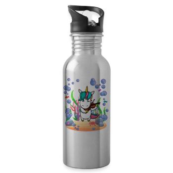 Unicorn music violin under water - Water bottle with straw - silver - Right