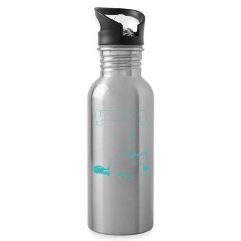 Angler Papa Angeln Angelfan Fischer Fischen Vater - Trinkflasche mit integriertem Trinkhalm - Lightsilver - Rechts