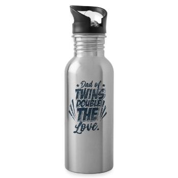 Zwillinge Papa - Trinkflasche mit integriertem Trinkhalm - Lightsilver - Rechts