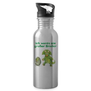 Ich Werde Großer Bruder - Trinkflasche mit integriertem Trinkhalm - Lightsilver - Rechts