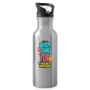 Autism autistic - Water bottle with straw - silver - Right