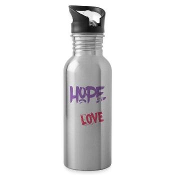 Hoffnung Glaube Liebe - Trinkflasche mit integriertem Trinkhalm - Lightsilver - Rechts