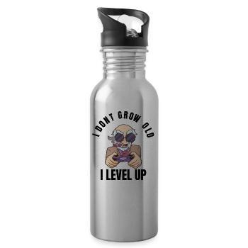 Gamer Opa Video Mann lustig Geschenk alt - Trinkflasche mit integriertem Trinkhalm - Lightsilver - Rechts