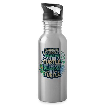 turtle - Water bottle with straw - silver - Right