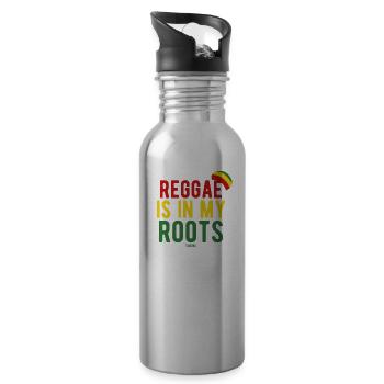 Reggae music Rasta Jamaica marijuana - Water bottle with straw - silver - Right