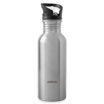Beethoven Porträt mit Unterschrift - Trinkflasche mit integriertem Trinkhalm - Lightsilver - Rechts