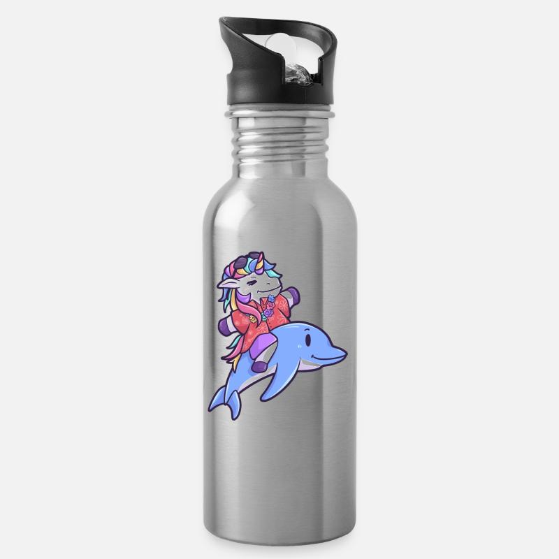 Hawaii licorne dauphin vacances été - Gourde avec paille intégrée - argent clair
