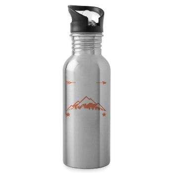 Explore Mountains Saying - Water bottle with straw - silver - Right