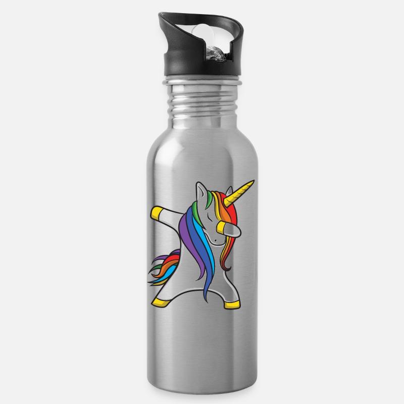 Tamponner licorne licorne - Gourde avec paille intégrée - argent clair