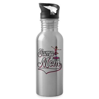 Jumping mom mother trampoline sport - Water bottle with straw - silver - Right