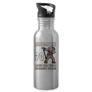 Endlich 70 Geburtstag Dabbing Opa Runder - Trinkflasche mit integriertem Trinkhalm - Lightsilver - Rechts