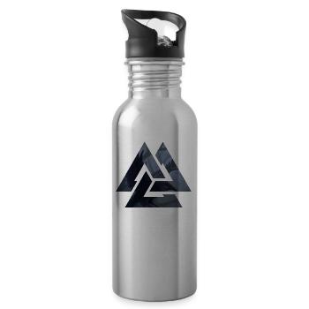 Wikinger Viking Valhalla Odin Thor Nordmann Rabe - Trinkflasche mit integriertem Trinkhalm - Lightsilver - Rechts