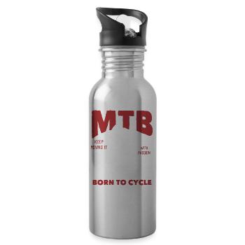 Bicycle Bicycling Biker Cycling Bicycle - Water bottle with straw - silver - Right