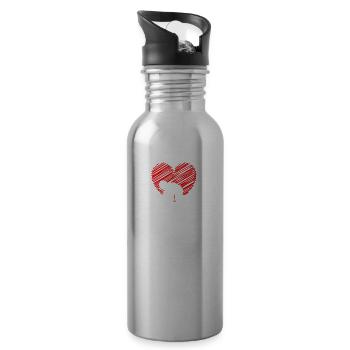 Herzschlag Fliesenleger - Trinkflasche mit integriertem Trinkhalm - Lightsilver - Rechts