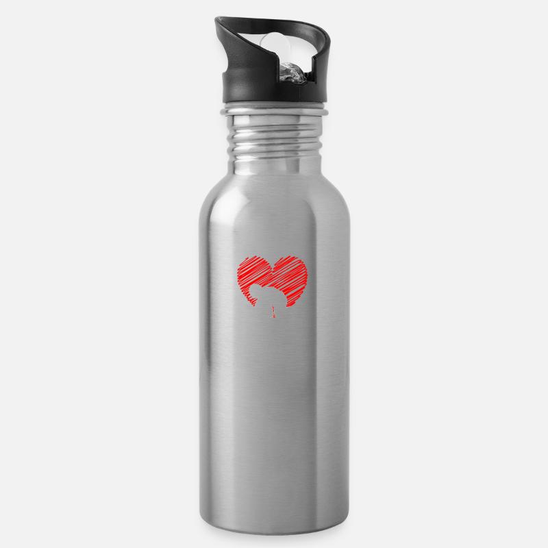 Herzschlag Fliesenleger - Trinkflasche mit integriertem Trinkhalm - Lightsilver
