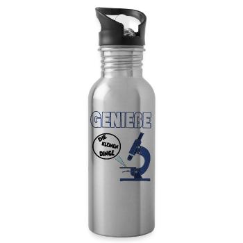 Lustige Mikrobiologie - Enjoy the little things - Trinkflasche mit integriertem Trinkhalm - Lightsilver - Rechts