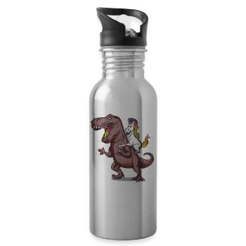 Rex licorne dino - Gourde avec paille intégrée - argent clair - Droite