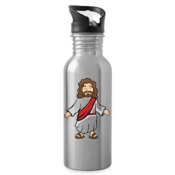 Jesus - Trinkflasche mit integriertem Trinkhalm - Lightsilver - Rechts