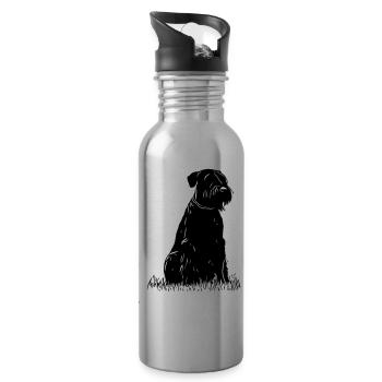 Riesenschnauzer / Schnauzer Hunde Design Geschenk - Trinkflasche mit integriertem Trinkhalm - Lightsilver - Rechts