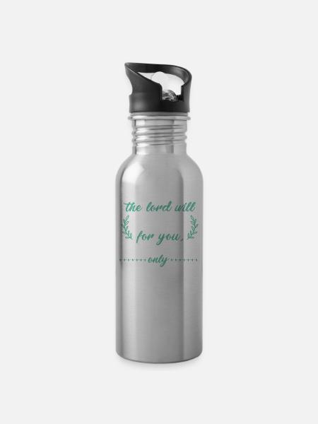 Bible verse prayer Bible Jesus - Water bottle with straw - silver